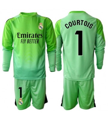 Real Madrid Thibaut Courtois #1 Goalkeeper Replica Away Stadium Kit for Kids 2025-26 Long Sleeve (+ pants)